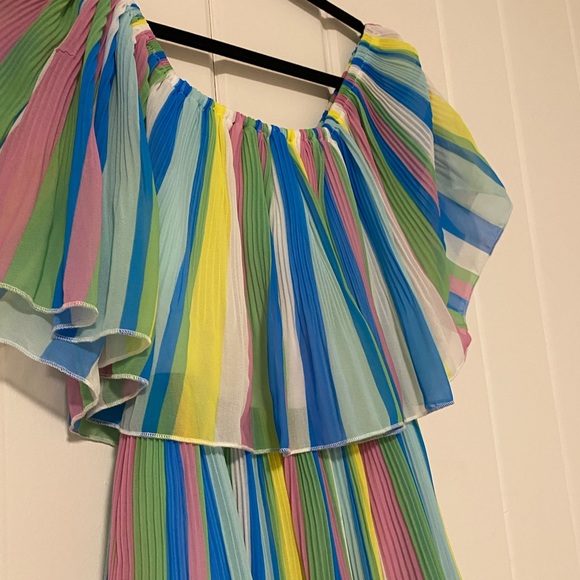 Rainbow off the shoulder midi dress - Picture 2 of 2